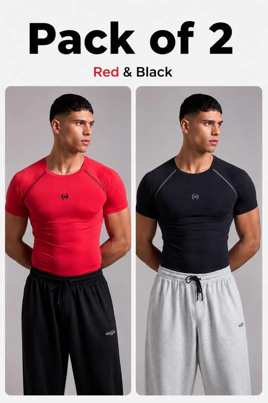 Pack of 2: Grind Compression Tee – Red+Black